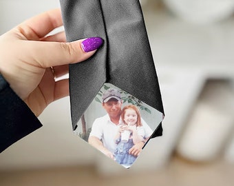 Personalised Photo Tie Label Iron On Patch, Wedding, Father of the Bride Groom Gift,Thank You, Insert, Your Photo, Groom Wedding Day For Him