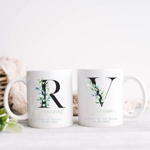 Personalised Bridesmaid Mug, Maid of Honour, Mother of the Bride Groom, Initial Mug, Wedding Favour, Thnak You Present, Hen party Gift Bags
