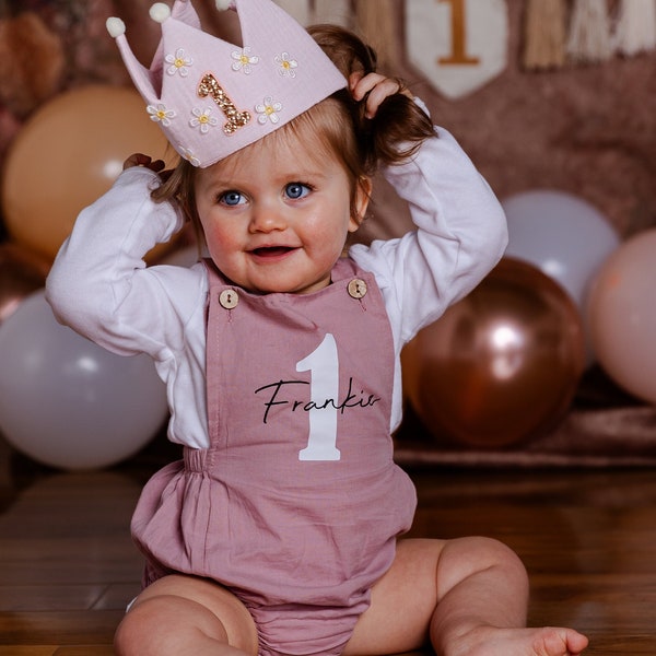 First birthday outfit, 1st birthday outfit, cake smash overalls, cake smash outfit, dungarees, honey overalls/ outfit, red yellow overalls main image 0