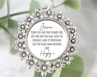 Personalised Flower Girl Wedding Charm, Bouquet, Poem, Wedding Flower, Gift, Keepsake, Bridal Charm, Bridesmaid Gift, Something Old