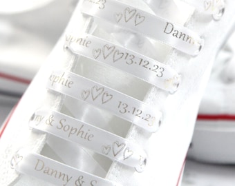 Personalised Wedding Bridal Shoe Laces, Converse, Rose Gold, Metallic, Your Colour, Trainer Tag, Satin, Running Shoes Sneakers Wedding Shoes