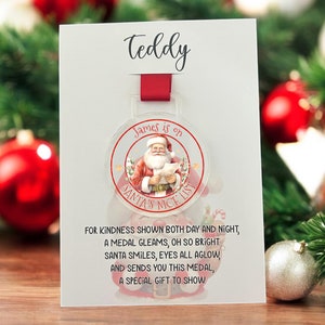 Medalla personalizada de la lista de buenos amigos, lista de buenos amigos de Papá Noel, adorno para árbol, bola, trofeo, carta de Papá Noel, elfo de Nochebuena, certificado, calcetín