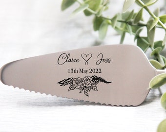 Personalised Engraved Wedding Cake Server Bride Groom Wedding Decoration Gift Cake Stand, Slice, Favour, Custom Bridal, Decor, Cutting