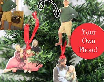 Personalised Acrylic Christmas Tree Decoration Bauble, Cut Out, Your Photo Gift, Funny, Secret Santa, New Baby
