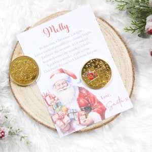 Personalisierte Weihnachtswunschmünze, Weihnachtsmanns gute Liste, Trophäe, Weihnachtsbrief, Elfengeschenk, Heiligabend-Boxfüller, Goldmünze, schöne Liste Medaille