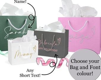 Large Personalised Birthday Gift Bag Box, Gift Bag for Her, Mum Gift Bag, Box, Your Name, Age, Custom, Wedding Gift, Bridesmaid Gift Bag