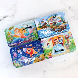 Personalised Wooden Jigsaw Puzzle in Tin, Your Name, 1st First Birthday, Boy, Girl, Baby Shower, Stocking Filler Present Christmas Elf Gift