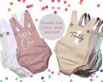 Personalised Romper, 1st Birthday Outfit, Cake Smash, Dungarees, New Baby Gift, Vest, Wild One, First Christmas Summer Dress Top, Photoshoot