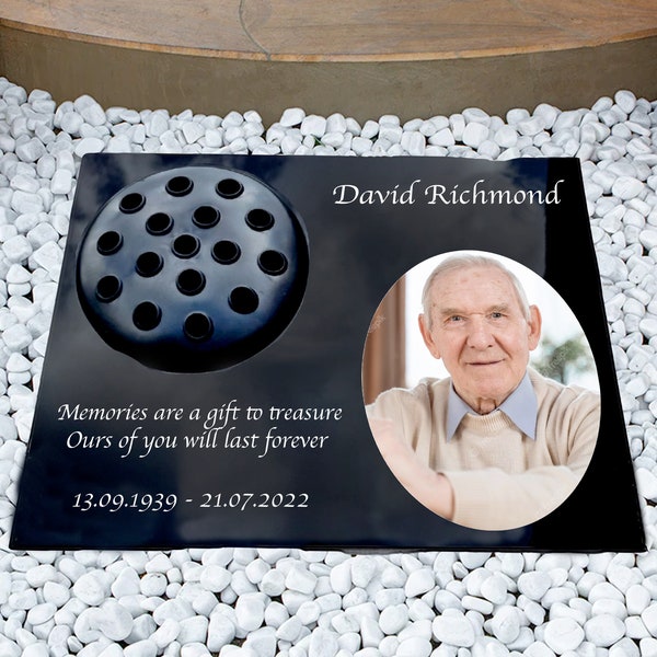 Plaque commémorative personnalisée pour pierre tombale, pierre tombale, souvenir floral, signe commémoratif avec votre photo, vase, support de fleurs, pot funéraire