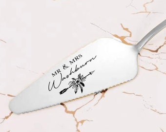 Personalised Engraved Wedding Cake Server Bride Groom Wedding Decoration Gift Cake Stand, Slice, Favour, Custom Bridal, Decor, Cutting