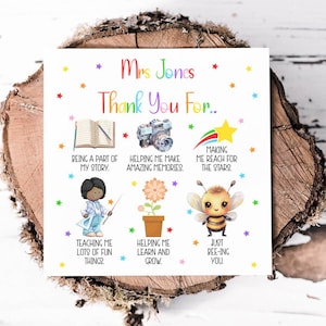 Tarjeta Maestra Personalizada, Gracias, Guardería, Niñera, Parte de Mi Historia, Presente, Personajes Niño o Niña, Fin de Año, Regalo de Navidad