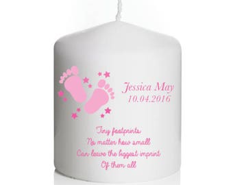 Personalised Babyloss Absence Memorial Remembrance Candle Keepsake Footprint Poem Medium Wedding, In Loving Memory, Etc