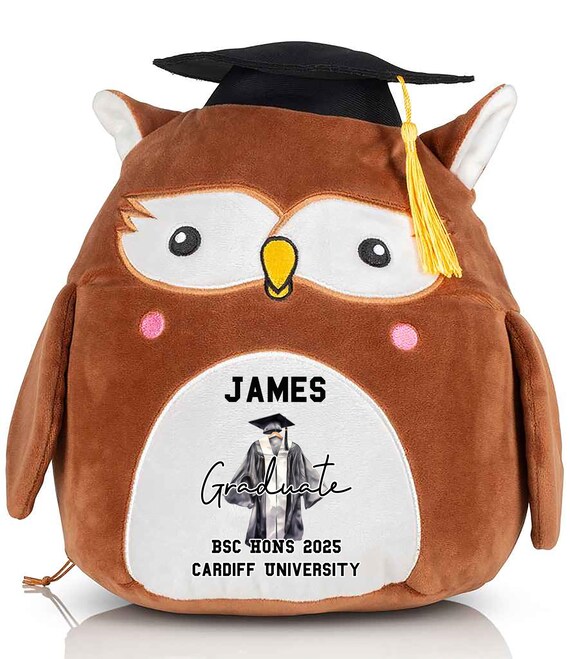 Peluche gufo personalizzato per laurea, regalo, giocattolo