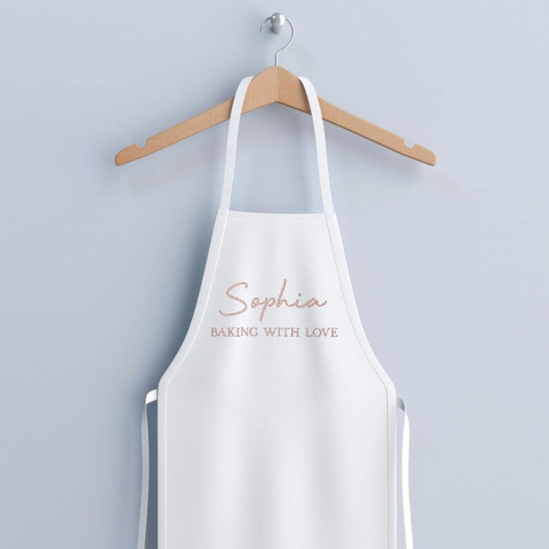 Personalised Apron Your Name Rose Gold Bridal Bridesmaid Etsy