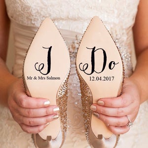 Personalised Wedding Shoe Vinyl Sticker Decal With Name & Date Decorations Bridal shoe Bridesmaid I Do Etc image 1