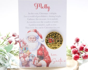Pièce Commémorative Noël - Médaille Père Noël Élan - Collection Cadeau Fêtes