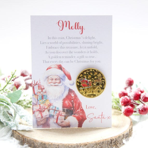 Pièce Commémorative De Noël – Médaillon Décoratif Père Noël, Cerfs, Sapins – Idée Cadeau Ou Décoration Festive