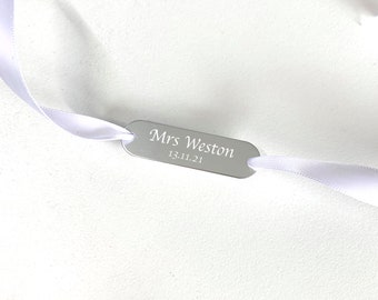 Personalised Wedding Bridal Shoe Laces Tags, Engraved, Converse, Metallic, Trainer Tags, Running Shoes Sneakers Wedding Shoes, Bridesmaid