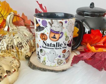 Tasse d’Halloween personnalisée, tasse de film, tasse, automne, automne, épices de citrouille, latte, café, remplissage de bas, cadeau, pull, pull