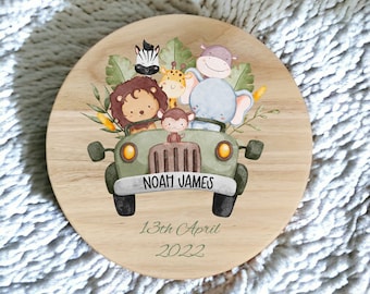 Personalised Children's Stool, Step, Jungle Safari Themed, Nursery room Decor, Wooden Step Stool, Seat, Christening Gift, Stocking Filler