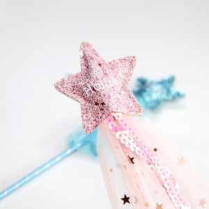 Personalised Glitter Flower Girl Wand, Star Heart Wands, Rainbow Fairy, Party Bag Filler, Dancing, Stocking Filler, Gift For Girl