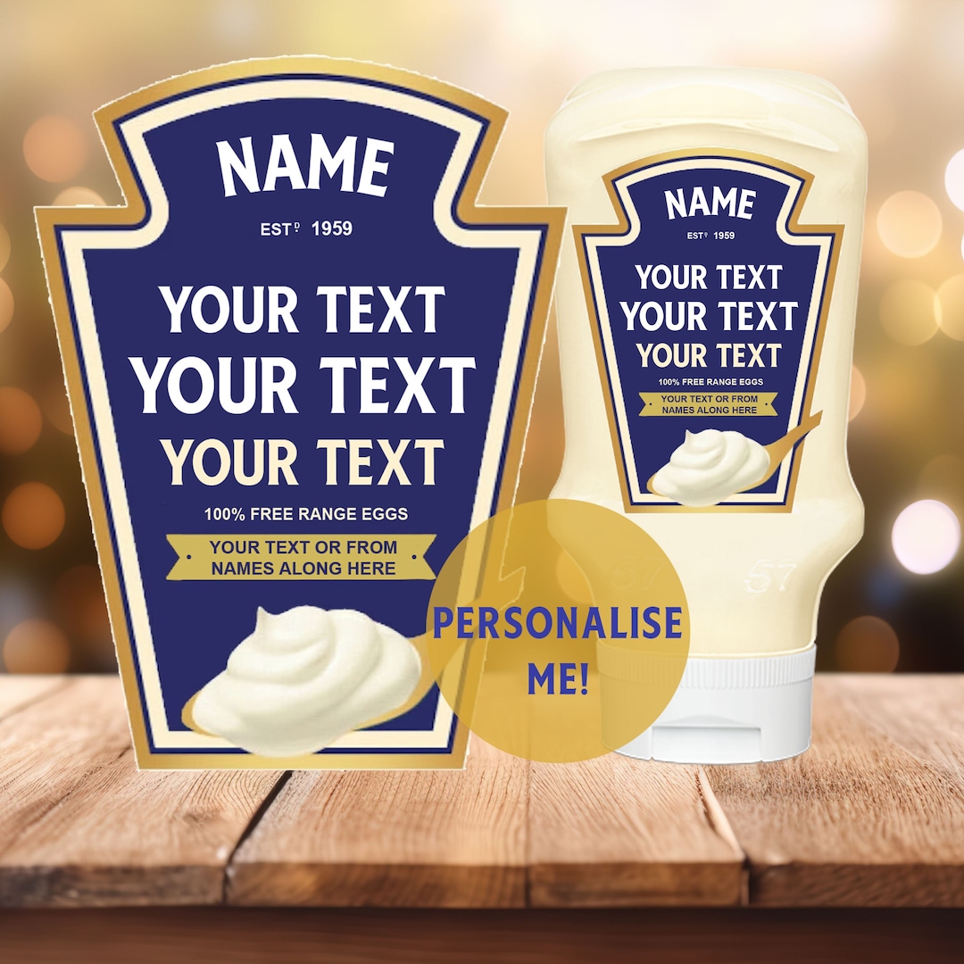 Personalised Mayonnaise Label Bottle Label Your Name Etsy