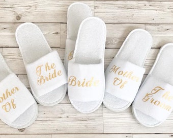 Personalised Bridal Slippers Bride, bridesmaid, Maid of Honour, Mother of the Bride groom Hen Do Party Slippers Mrs To Be Gift Rose Gold