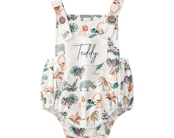 Personalised Safari romper, 1st Birthday Outfit, Cake Smash, Dungarees, New Baby Gift, Vest, Wild One, First Christmas, Summer Dress, Top