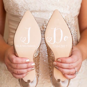 Personalised Wedding Shoe Vinyl Sticker Decal With Name & Date Decorations Bridal shoe Bridesmaid I Do Etc image 2