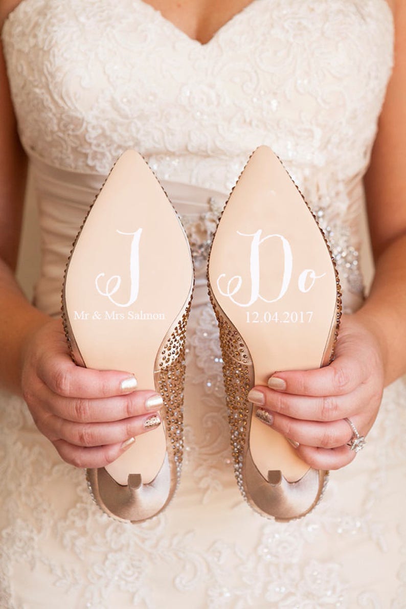 Personalised Wedding Shoe Vinyl Sticker Decal With Name & Date Decorations Bridal shoe Bridesmaid I Do Etc image 2