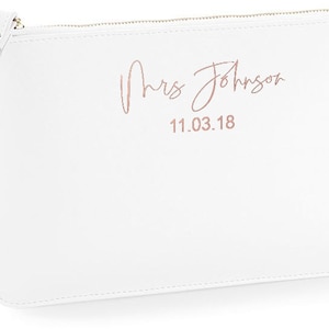 Personalisierte Kupplung-Tasche, Braut Brautauflade-Taschenpest, Leder Frau Ihr Name Hen Party Geschenk Braut der Ehre Geschenk Blush Rose Gold