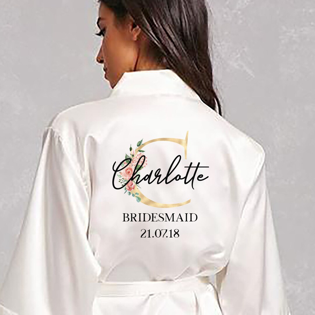 Personalised Bridal Party Wedding Satin Silk Robe Dressing Gown Kimonos