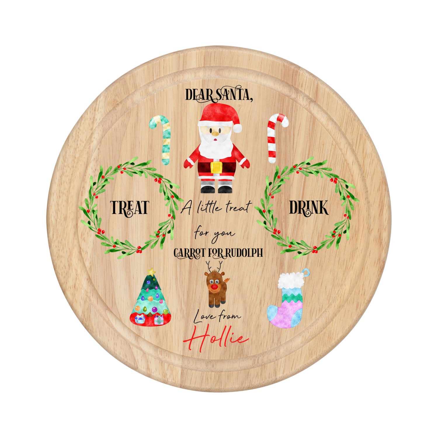 Personalised Wooden Christmas Eve Santa Board Plate Treats Milk Mince Pie  Christmas Eve Box Carrot Rudolph Tray Christmas Plate