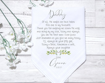 Personalised Father Of The Bride Groom Handkerchief Gift Wedding Present Keepsake Tissues Groom Box Dad Daddy Gift Fathers Day