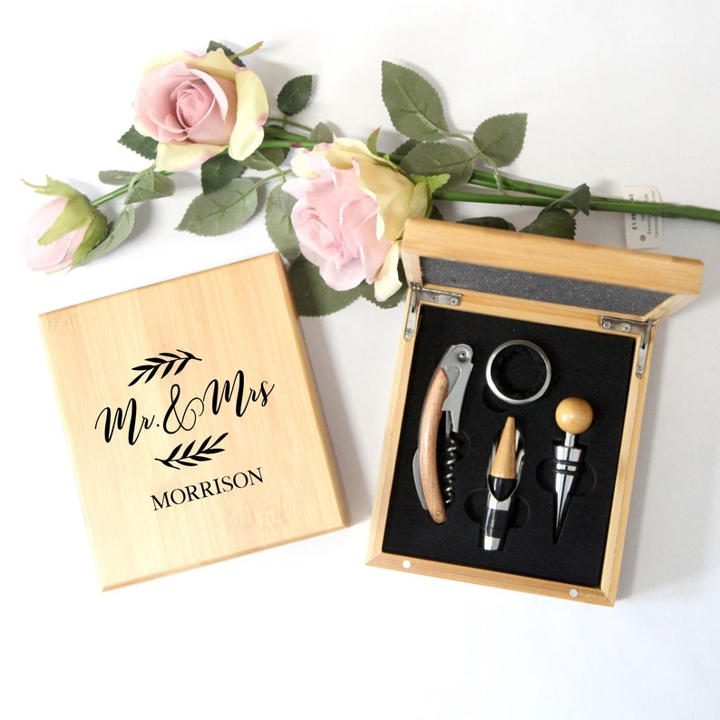 Personalised Mr & Mrs Wine Sommelier Set Kit Wedding Gift Etsy UK