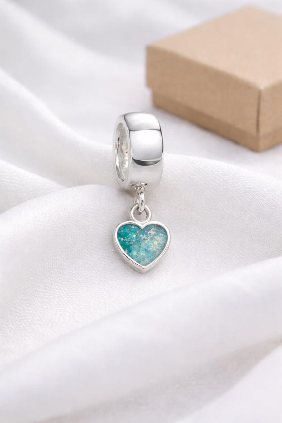 Personalised Ashes Charm, Memorial Remains Urn, Pet Ashes, Gift Keepsake Jewellery Sterling Silver Loving Memory, European Compatible, Heart