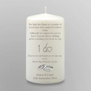 Large Personalised In Loving Memory Remembrance Candle Wedding Day Gift Keepsake Centrepiece Favour