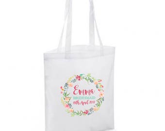 Personalised Wedding Bride Bridesmaid Maid Of Honour Tote Bag Gift Keepsake Box Hen Party Fully Printed Mother Of The Bride Flower Girl