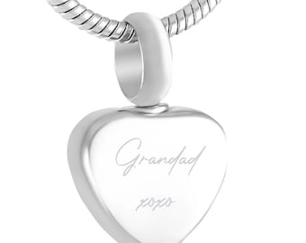 Personalised Engraved Memorial Ashes Necklace, Urn, In Memory, Cremation Jewellery, Stainless Steel, Gift, Missing You, Always Close