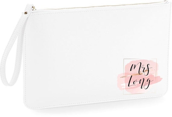 personalised mrs clutch bag