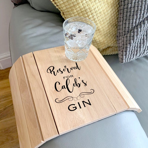 Personalised Wooden Sofa Arm Tray Table Rest Drink Shelf Etsy