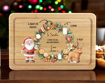 Personalised Wooden Christmas Eve Santa Board Plate Treats Milk Mince Pie Christmas Eve Box Carrot Rudolph Tray Christmas Plate