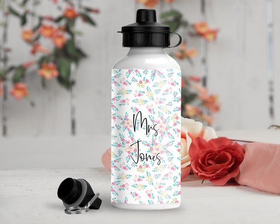 Engraved Water Bottle - Flower Designs