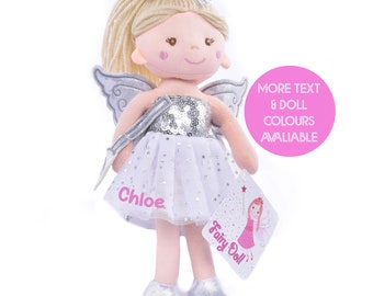 Personalised Flower Girl Fairy Doll Soft Toy Teddy Stuffed Animal Bridesmaid Gift Present, Your Name Princess Doll, Stocking Filler Birthday