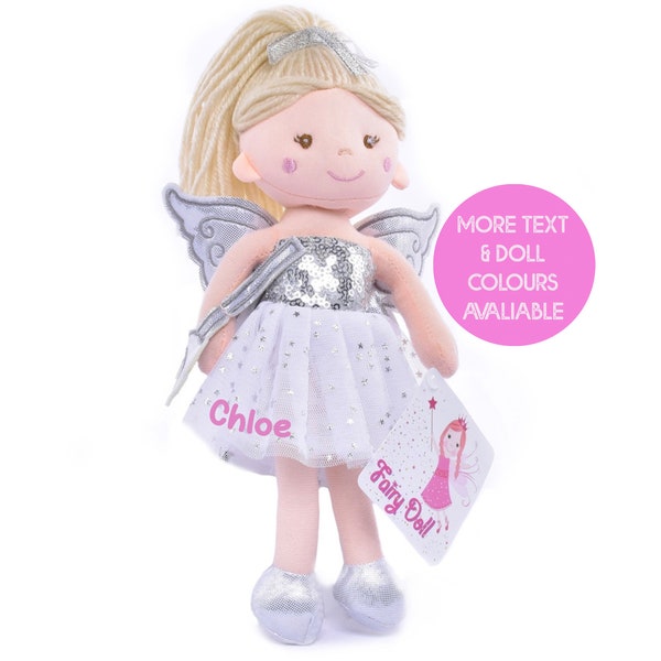 Personalised Flower Girl Fairy Doll Soft Toy Teddy Stuffed Animal Bridesmaid Gift Present, Your Name Princess Doll, Stocking Filler Birthday