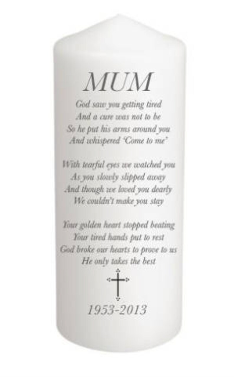 Personalised Poem in Loving Memory Remembrance Candle Gift Etsy UK