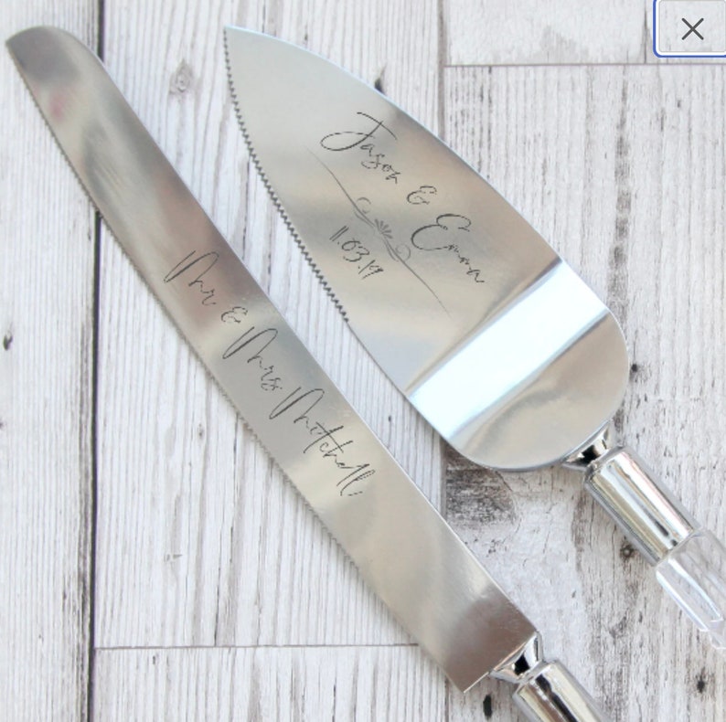 Personalised Engraved Wedding Cake Server Set Bride Groom Etsy UK