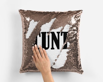 CUNT Sequin Reveal Mermaid Cushion Cover Gift Present Rude Swearing Sweary Birthday Gift Profanity Personalised Funny Joke