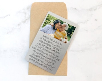 Tarjeta fotográfica personalizada de aluminio Your Message Wallet Purse, Metal, Photo Memory Card Keepsake, San Valentín, Día de la Madre o del Padre