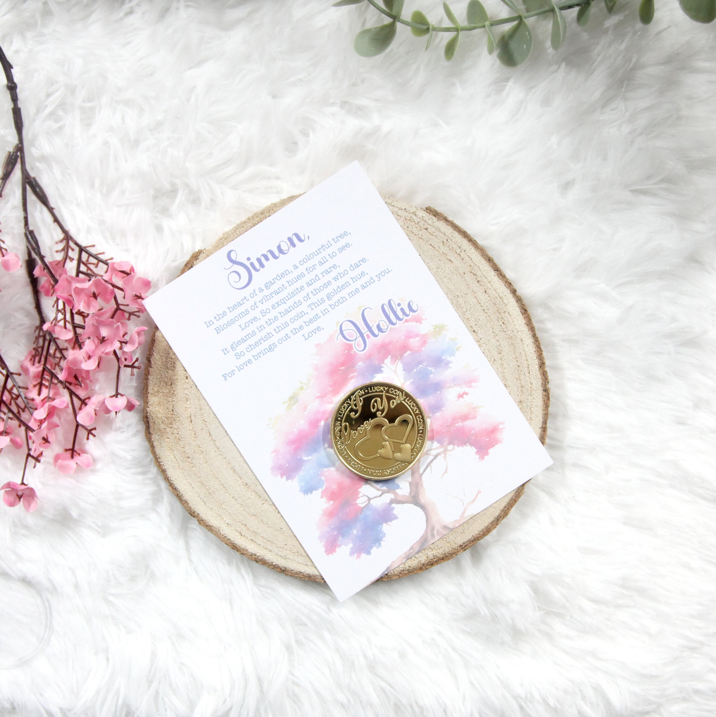 Personalised Card & Goldcoin Gift, Token, Medal I Love You, Heart, Birthday, Stocking Filler, Keepsake, Boyfriend Girlfriend, Valentines Etsy - Simplyuniqueuk